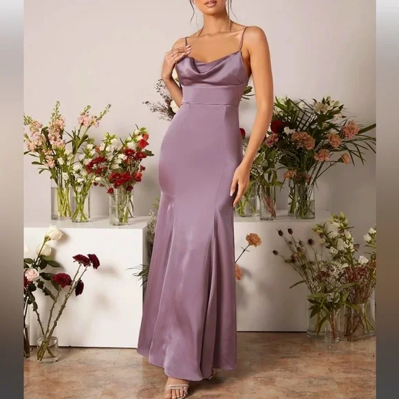 fitted lace wedding dress Glossy Backless Maxi Dress – Sculpted Fit